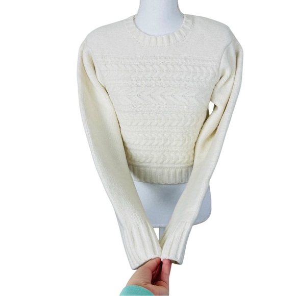 For Love & Lemons Dominique Shoulder Pad Sweater In Ivory Size XSmall - Picture 9 of 15